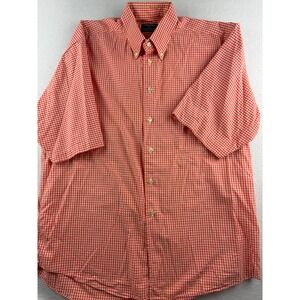 Gitman Bros Beecroft & Bull Mens Orange‎ Gingham Short Sleeve Button Down Shirt
